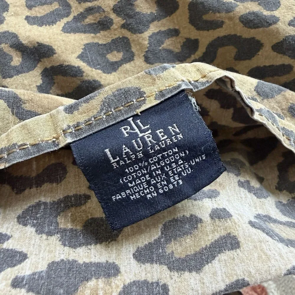 Vintage Ralph Lauren Aragon Leopard Queen Sheet Fitted & Flat Sheets USA Cotton